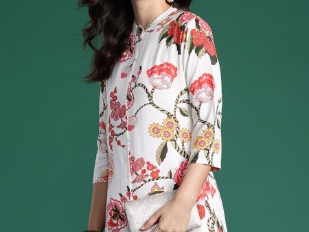 Women White Printed Straight Kurta Palazzos Set - Taantav For Discount