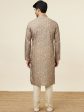 Manyavar Ethnic Motifs Printed Regular Pure Silk Kurta with Churidar Hot on Sale