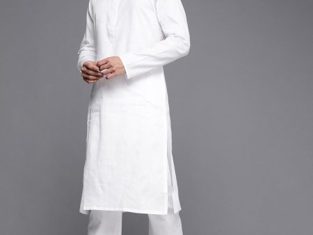 Manyavar Men White Solid Kurta with Pyjamas Online Hot Sale