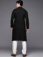 Manyavar Men Black Floral Woven Deisgn Sequinned Kurta with Churidar For Cheap