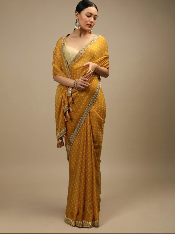 Sangria Bandhani Printed Beads and Stones Saree For Cheap