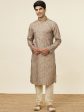 Manyavar Ethnic Motifs Printed Regular Pure Silk Kurta with Churidar Hot on Sale