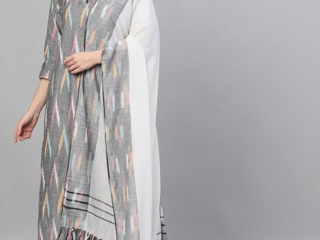 Aks Abstract Printed Pure Cotton Kurta with Palazzos & With Dupatta Discount