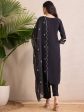 Women Black Embroidered Straight Kurta Trousers With Dupatta Set - Taantav Online Hot Sale