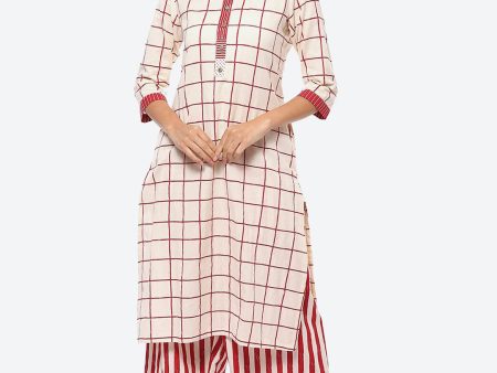 Biba Checked Printed Kurta With Palazzos Online now