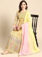 Sangria Women Yellow & Pink Floral Printed Anarkali Kurta For Discount