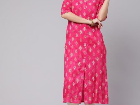 Aks Ethnic Motif Printed Cotton Straight Kurta Online now