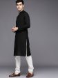 Manyavar Men Black Floral Woven Deisgn Sequinned Kurta with Churidar For Cheap