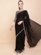 Sangria Black & Silver-Toned Sequinned Pure Georgette Celebrity Saree For Sale