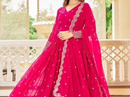 Aastha Fashion Magenta Fox Georgette Embroidery 7mm Sequence Work Lehenga Choli Sale