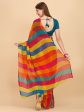 Sangria Yellow & Turquoise Blue Colourblocked Pure Chiffon Saree Online Hot Sale