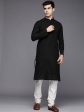 Manyavar Men Black Floral Woven Deisgn Sequinned Kurta with Churidar For Cheap