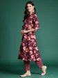 Women Burgundy Printed A-Line Kurta Trousers Set - Taantav Online Sale