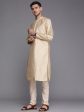 Manyavar Men Beige Ethnic Motifs Thread Work Kurta with Churidar Online Hot Sale