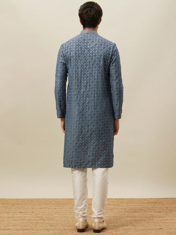 Manyavar Ethnic Motif Embroidered Mandarin Collar Kurta With Pyjamas Hot on Sale