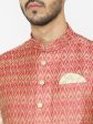 Manyavar Men Pink & Beige Self Design Kurta with Churidar & Nehru Jacket Online Sale