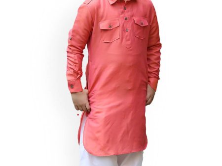 Manyavar Boys Orange Kurta with Pyjamas Discount