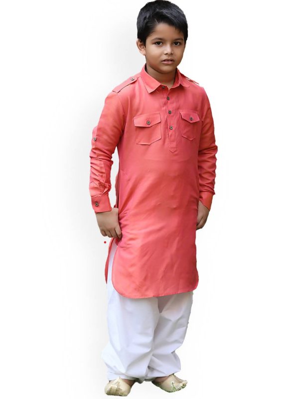 Manyavar Boys Orange Kurta with Pyjamas Discount