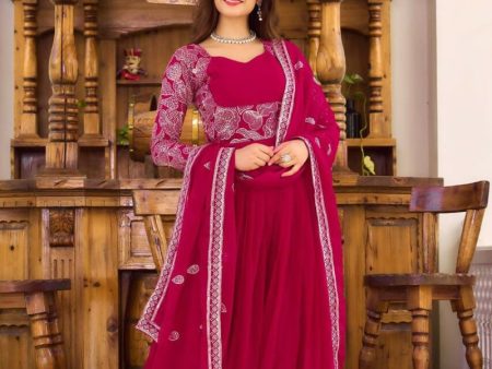 Aastha Fashion Magenta Fox Georgette Heavy sequence Embroidery Work Gown Sale