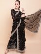 Sangria Black & White Embellished Sequinned Pure Georgette Palazoo Saree Sale