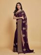 Sangria Coffee Brown Ethnic Motifs Embroidered Zari Pure Georgette Saree Hot on Sale