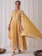 Women Yellow Embroidered A-Line Kurta Trousers With Dupatta Set - Taantav Online