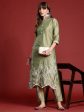 Women Green Embroidered Straight Kurta Trousers Set - Taantav on Sale