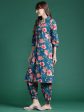 Women Teal Printed A-Line Kurta Trousers Set - Taantav Online now