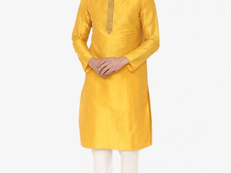 Manyavar Men Yellow Kurta with Churidar Online now