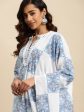 Sangria Blue Ethnic Motif Printed Pure-Cotton Straight Kurta With Trouser & Dupatta Supply