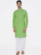 Manyavar Men Green Checked Straight Kurta Discount