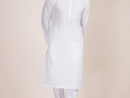 Manyavar Men Printed Pure Cotton Kurta with Pyjamas For Discount