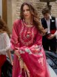 Women Pink Embroidered A-Line Kurta Trousers With Dupatta Set - Taantav For Cheap