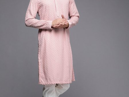 Manyavar Men Pink Ethnic Motifs Embroidered Kurta with Churidar For Cheap