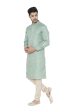 Manyavar Firoz Green Knee Long Full Sleeves Kurta and Payjama Set For Men Hot on Sale