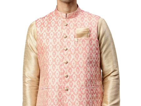 Manyavar Gajaree Jacquard Print Stylish Nehru Jacket For Men For Sale