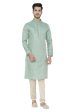 Manyavar Firoz Green Knee Long Full Sleeves Kurta and Payjama Set For Men Hot on Sale