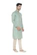 Manyavar Firoz Green Knee Long Full Sleeves Kurta and Payjama Set For Men Hot on Sale